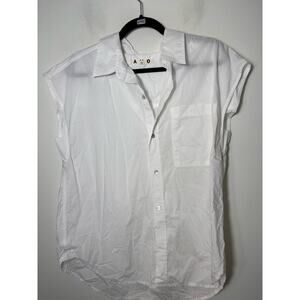 Amo White Sleeveless Cotton Button Up Top Sz M